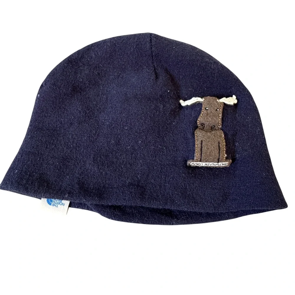 The North Face Infant Moose Applique Beanie‎ Hat Navy 0‑6M Baby Outdoor